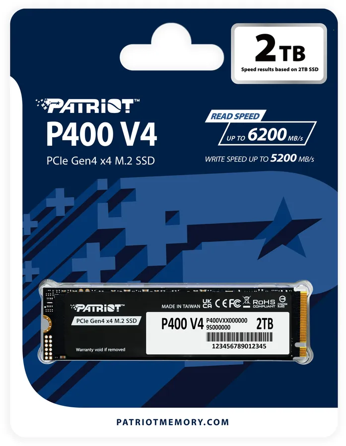 Patriot P400 2TB NVMe PCIe M.2 Gen4 6200MB/s