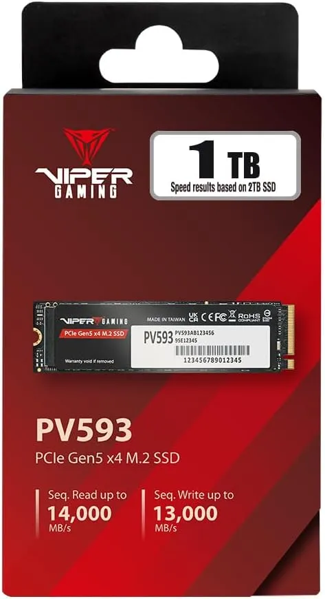 Patriot Viper PV593 1TB PCIe Gen 5x4 14,000MB/s
