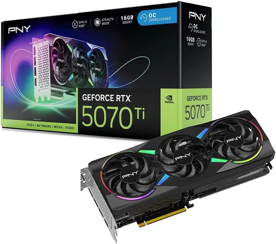 PNY NVIDIA GeForce RTX™ 5070 Ti Epic-X RGB™ OC Triple-Fan Graphics Card