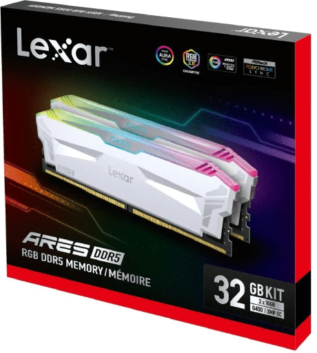 Lexar® Ares 32GB (16x2) DDR5 6400MHz CL32 RGB White